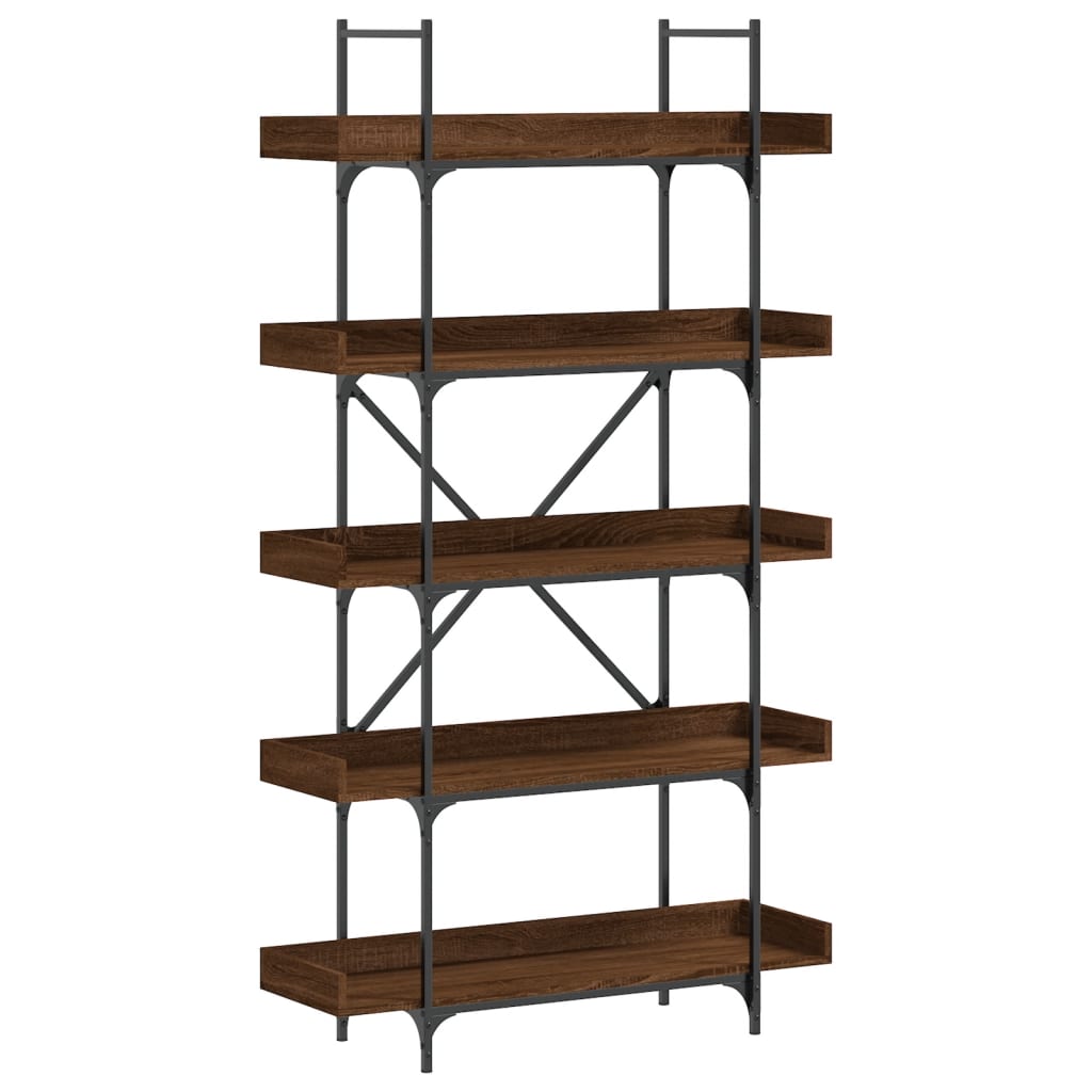 vidaXL Bookcase 5-Tier Brown Oak 39.4"x13"x71.1" Engineered Wood