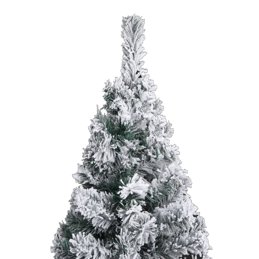 vidaXL Slim Pre-lit Christmas Tree with Flocked Snow Green 94.5" PVC
