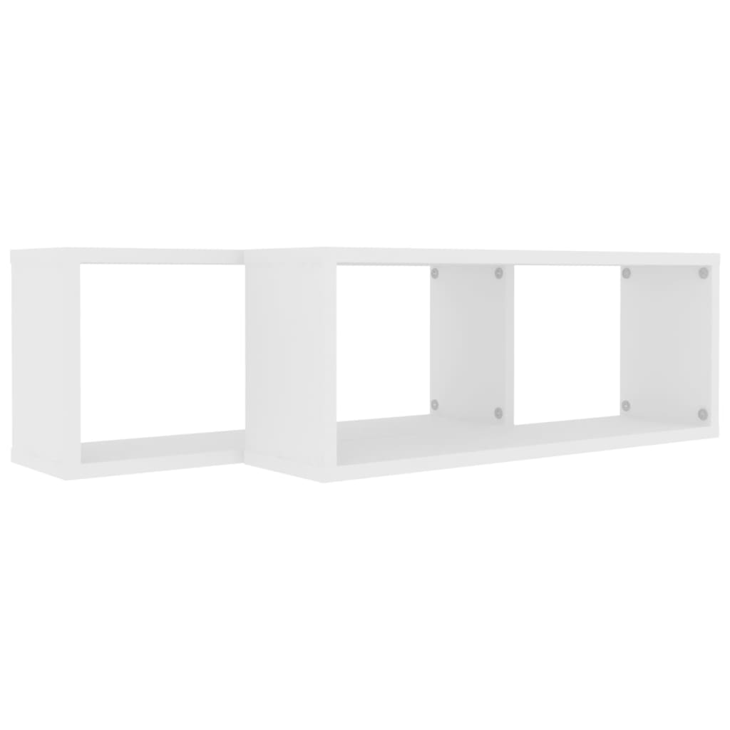 vidaXL Wall Cube Shelves 2 pcs White 23.6"x5.9"x9.1" Engineered Wood