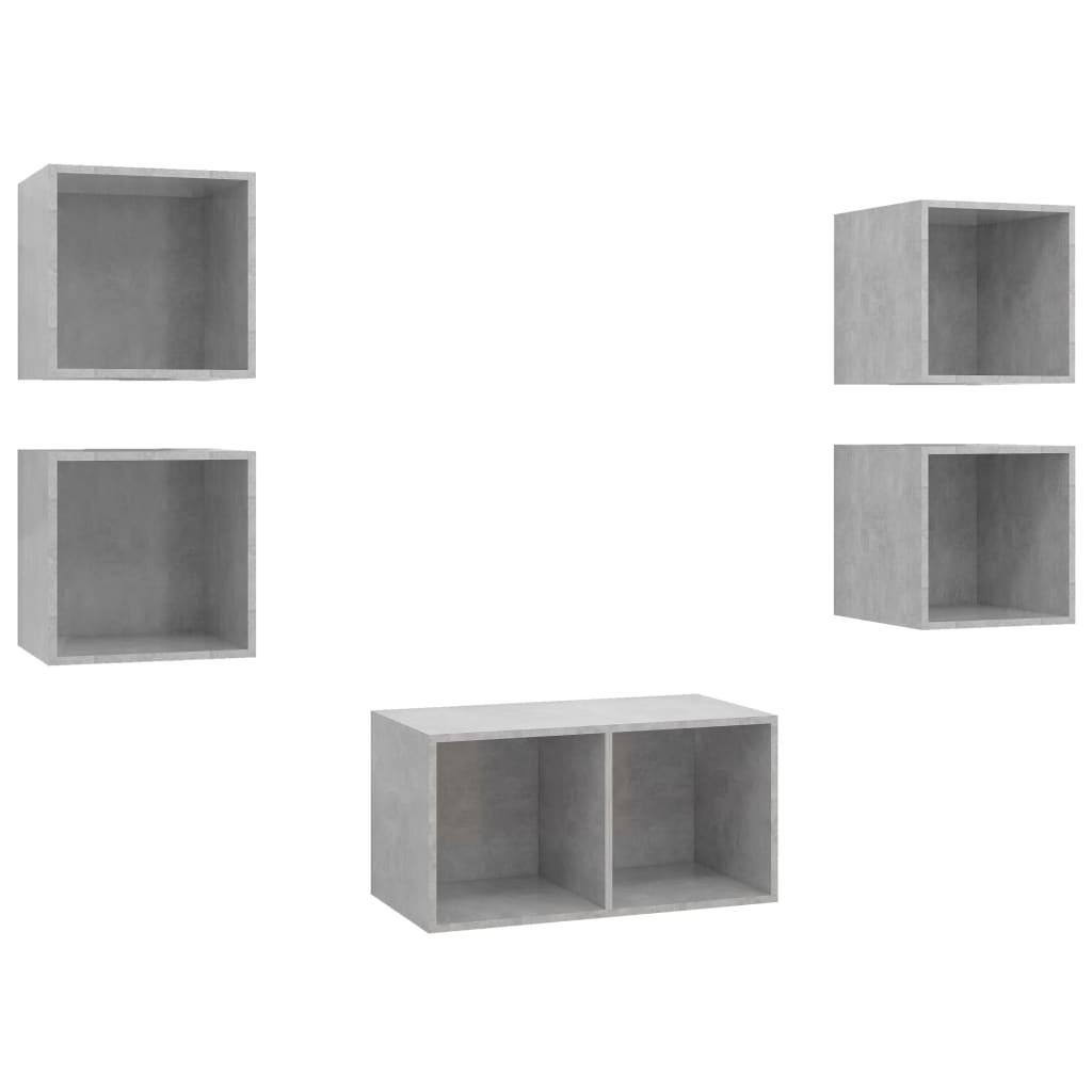 vidaXL 5 Piece TV Stand Set Concrete Gray Engineered Wood