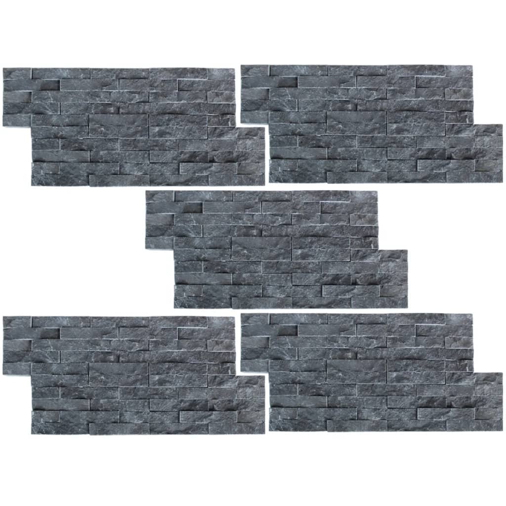 vidaXL Wall Cladding Panels 5 pcs Marble Black 5.4 ft²