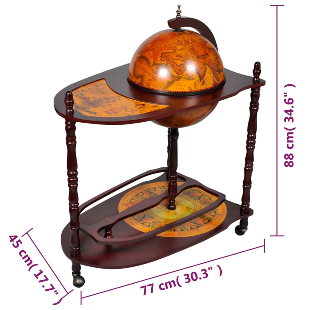 vidaXL Globe Bar Wine Stand Eucalyptus Wood Freestanding