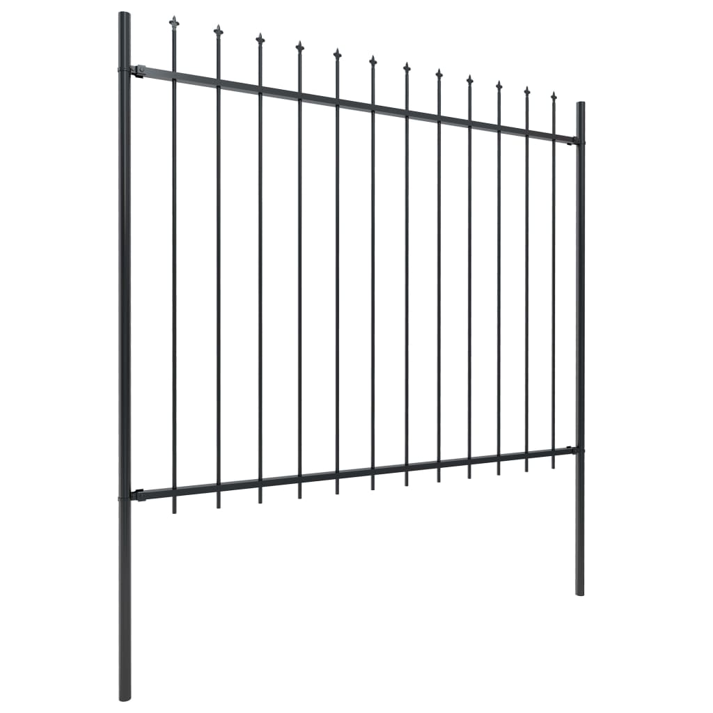 vidaXL Garden Fence with Spear Top Steel 468.5"x59.1" Black