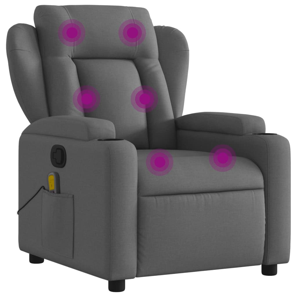 vidaXL Massage Recliner Chair Dark Gray Fabric