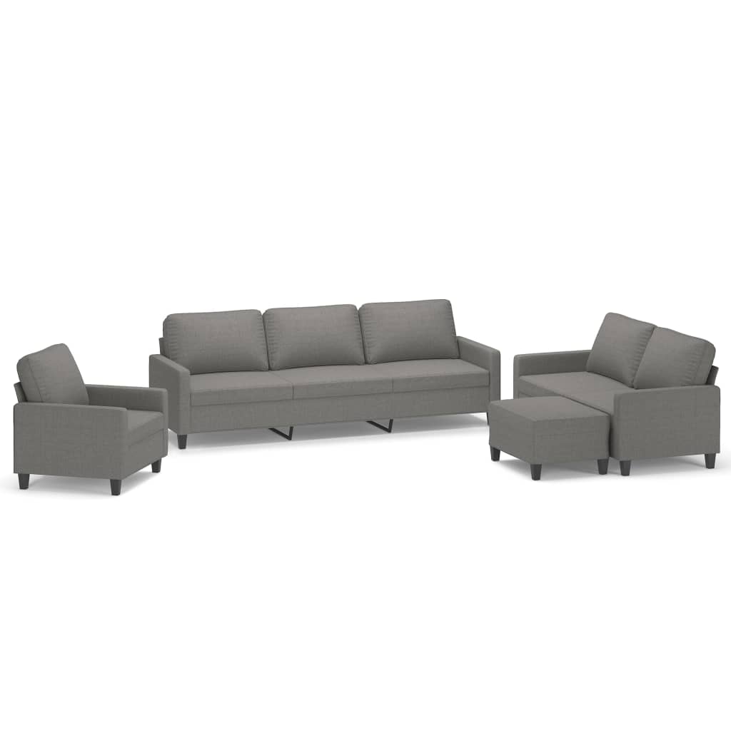 vidaXL 4 Piece Sofa Set with Cushions Dark Gray Fabric