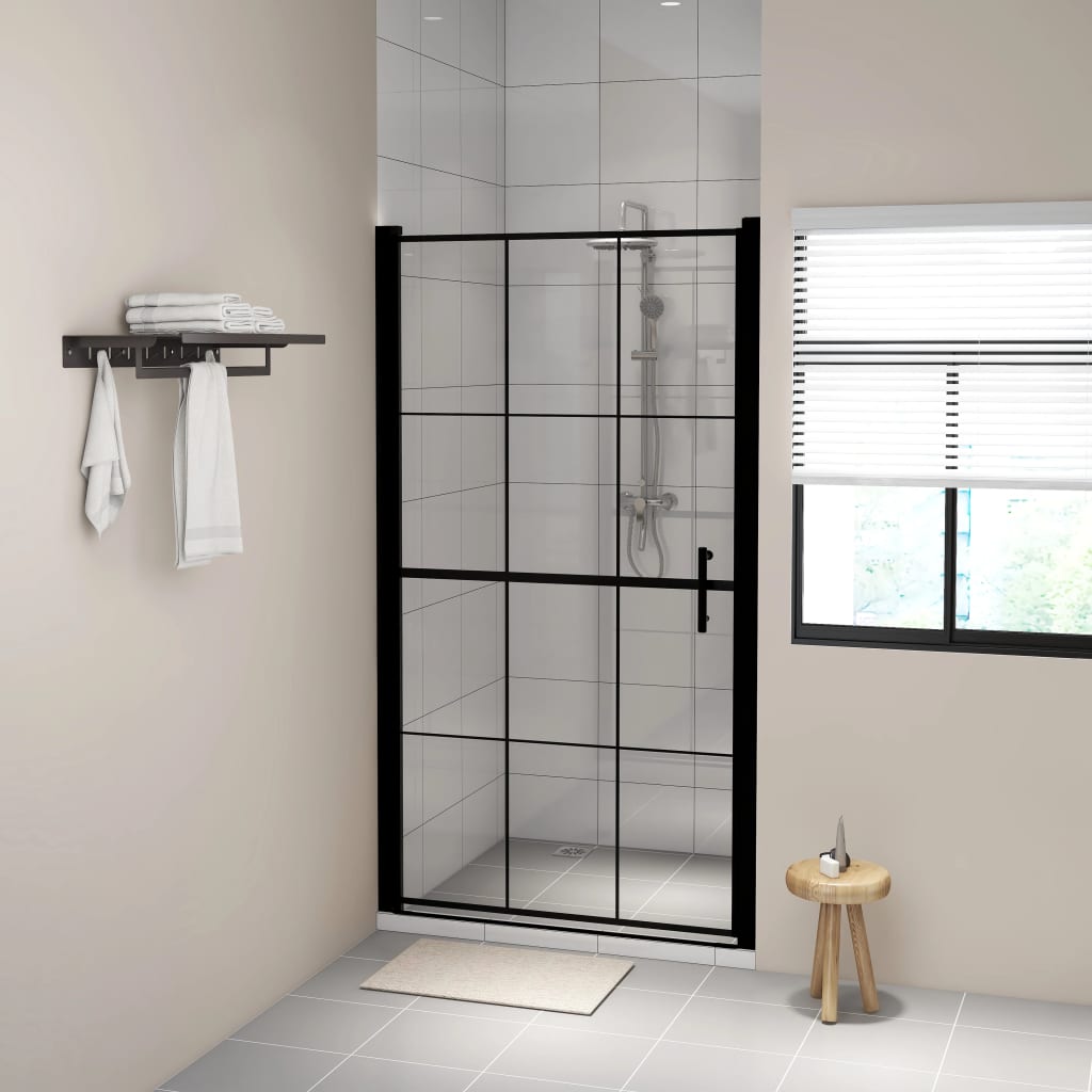 vidaXL Shower Door Tempered Glass 39.4"x70.1" Black