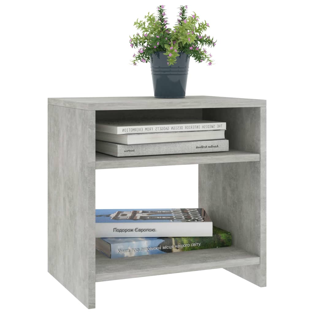 vidaXL Bedside Cabinet Concrete Gray 15.7"x11.8"x15.7" Engineered Wood
