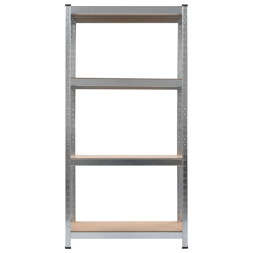 vidaXL 4-Layer Shelves 2 pcs Silver Steel&Engineered Wood