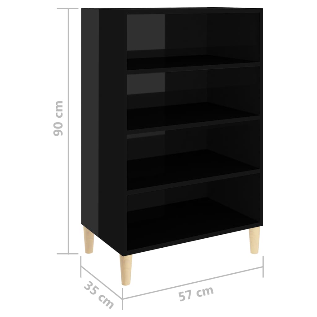 vidaXL Sideboard High Gloss Black 22.4"x13.8"x35.4" Engineered Wood