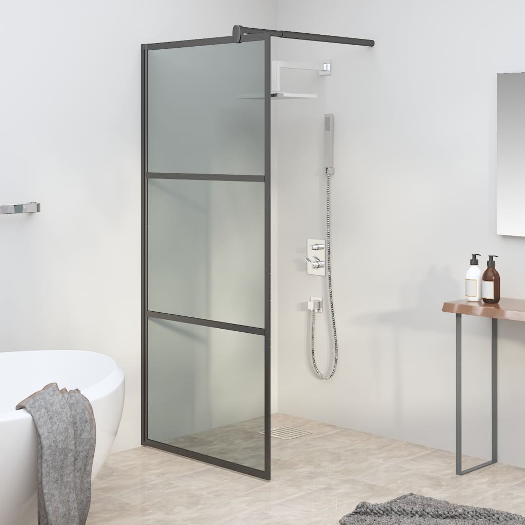 vidaXL Walk-in Shower Wall 35.4"x76.8" Dark ESG Glass Black