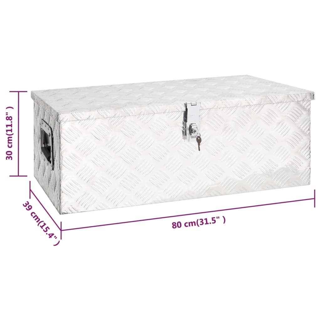 vidaXL Storage Box Silver 31.5"x15.4"x11.8" Aluminum