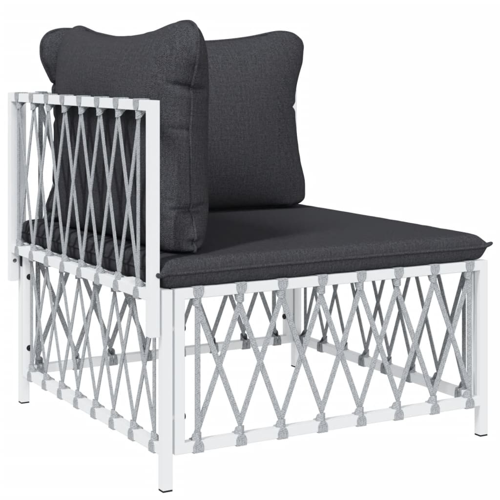 vidaXL 10 Piece Patio Lounge Set with Cushions White Steel