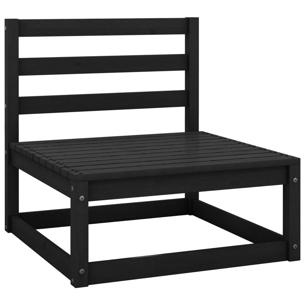 vidaXL Patio 2-Seater Sofa Black Solid Pinewood
