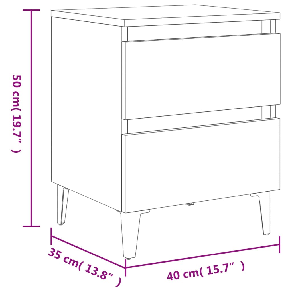 vidaXL Side Cabinets 2 pcs Sonoma Oak 15.7"x13.8"x19.7" Engineered Wood