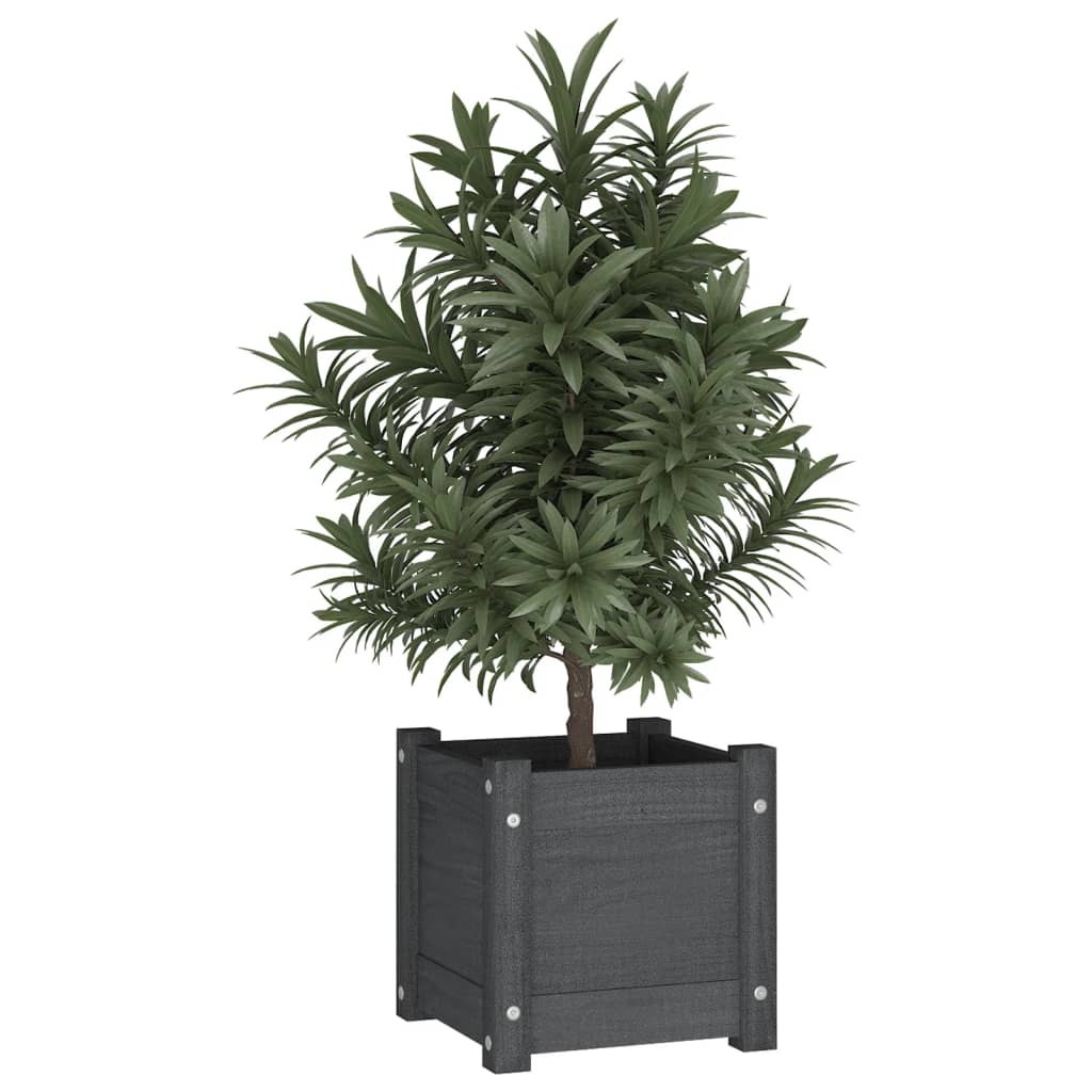 vidaXL Garden Planter Gray 12.2"x12.2"x12.2" Solid Wood Pine