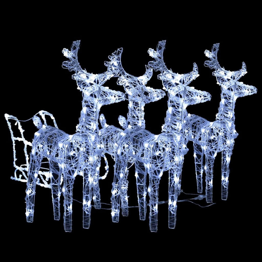 vidaXL Reindeers & Sleigh Christmas Decoration 240 LEDs Acrylic