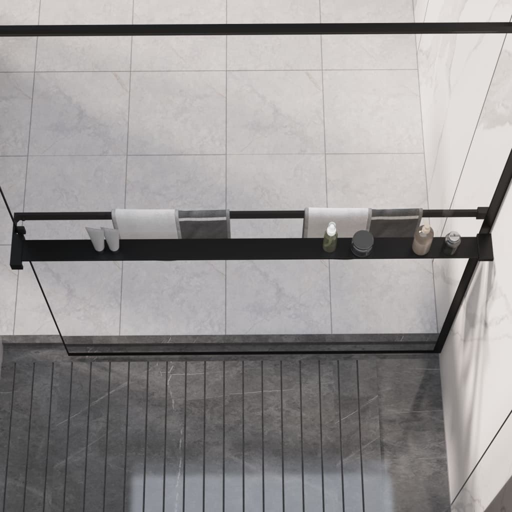 vidaXL Shower Shelf for Walk-in Shower Wall Black 45.3" Aluminum