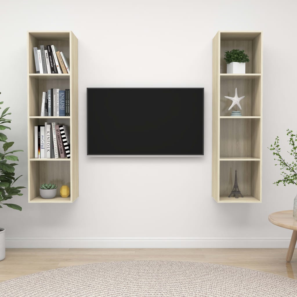 vidaXL Wall-mounted TV Stands 2 pcs Sonoma Oak Engineered Wood