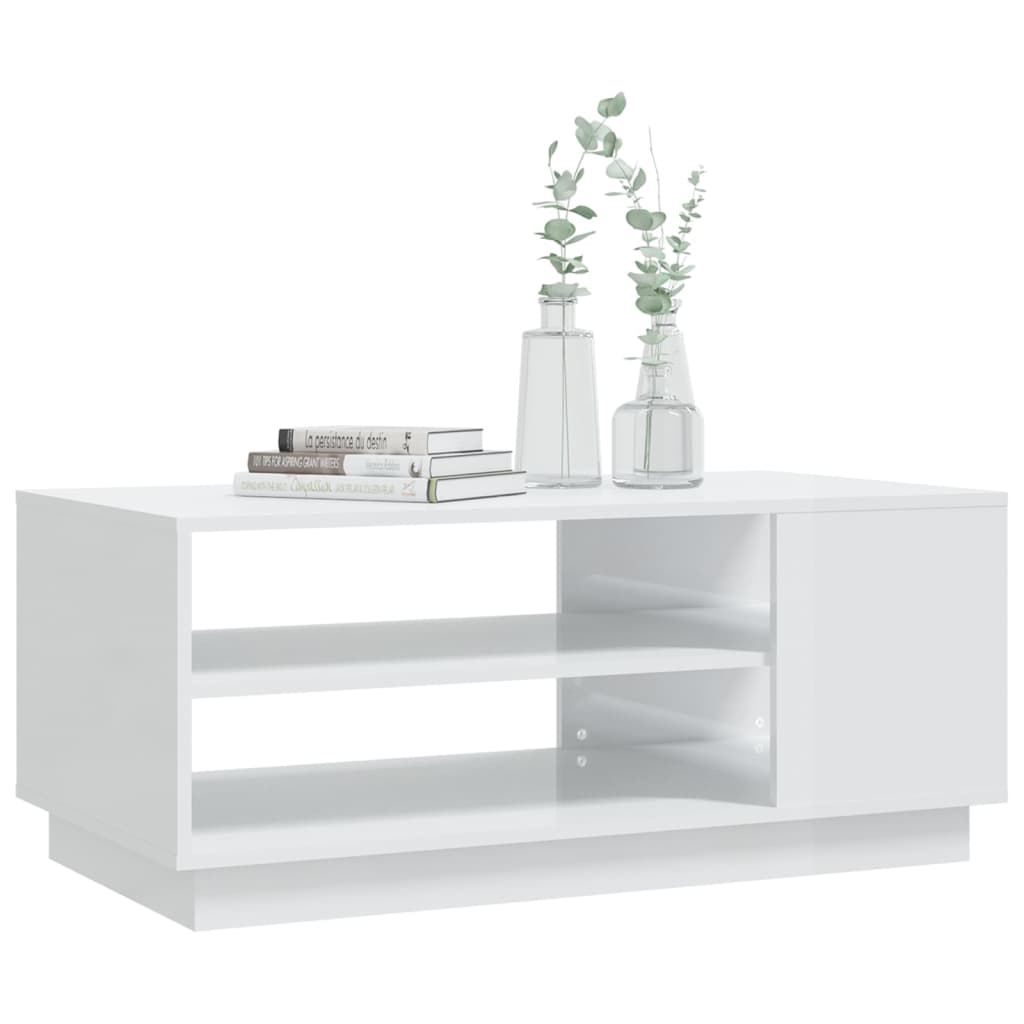 vidaXL Coffee Table High Gloss White 40.2"x21.7"x16.9" Engineered Wood