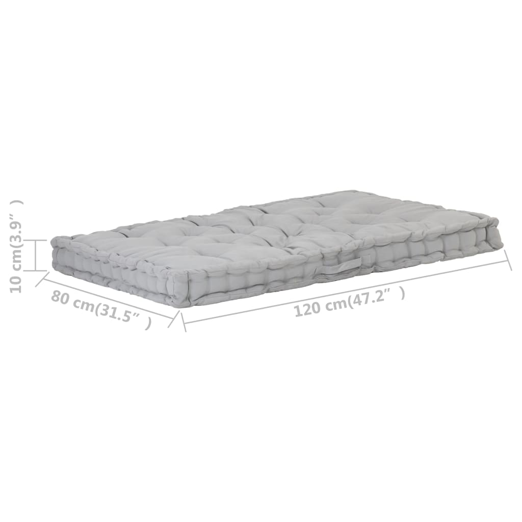 vidaXL Pallet Floor Cushion Cotton 47.2"x31.5"x3.9" Gray