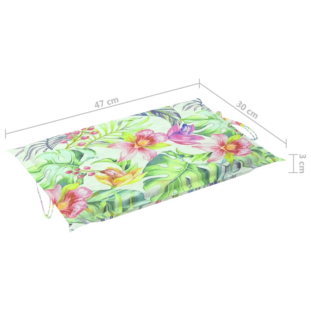 vidaXL Sun Lounger Cushion Leaf Pattern 73.2"x22.8"x1.2" Oxford Fabric