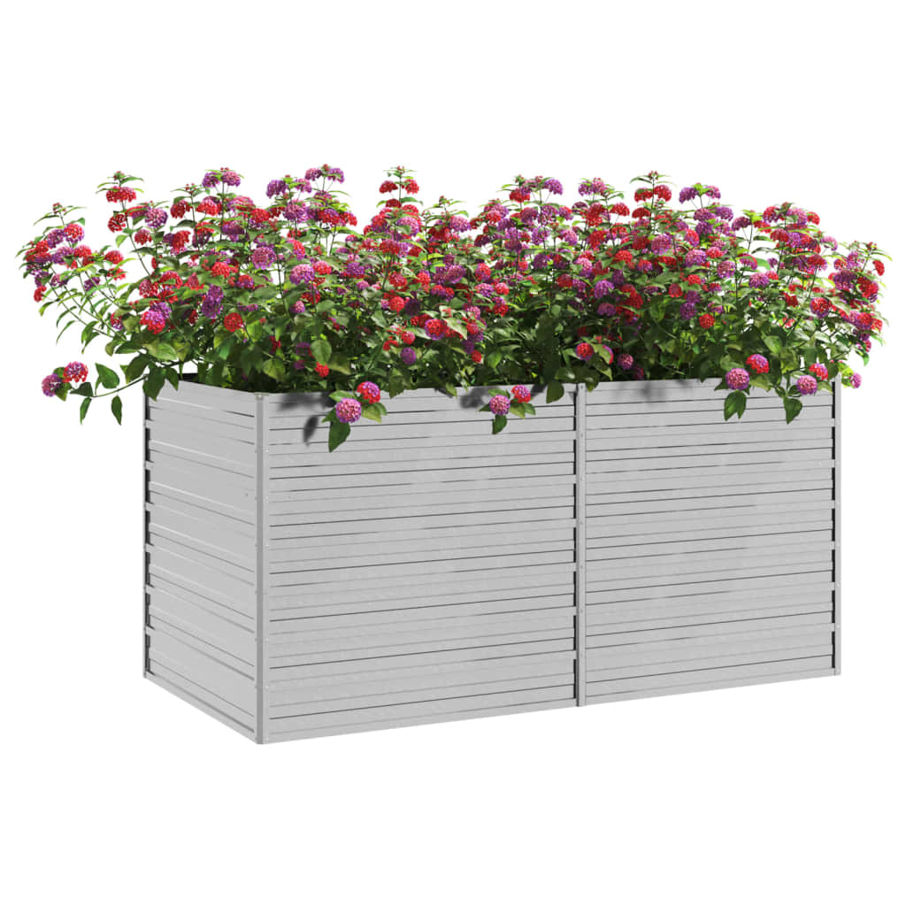 vidaXL Garden Raised Bed 63"x31.5"x30.3" Galvanized Steel Silver