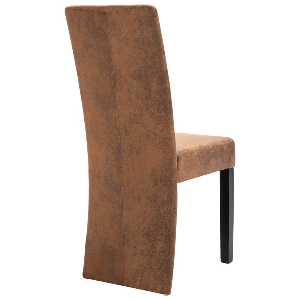 vidaXL Dining Chairs 6 pcs Brown Faux Suede Leather