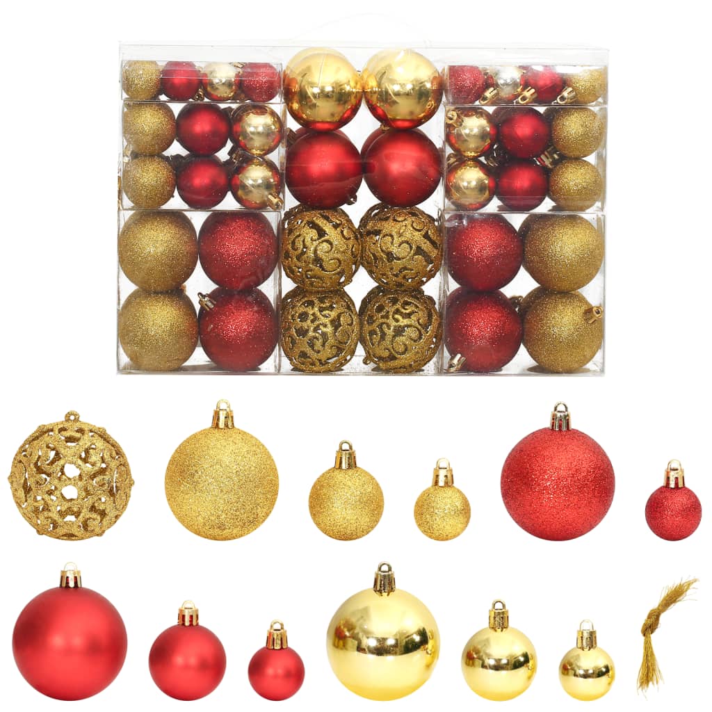 vidaXL Christmas Baubles 100 pcs Gold and Wine Red 1.2" / 1.6" / 2.4"