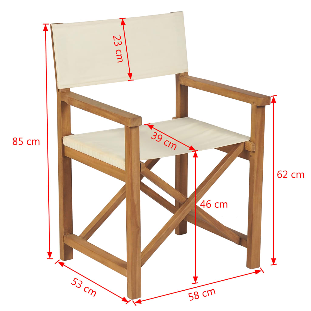 vidaXL Folding Director's Chair Solid Teak Wood