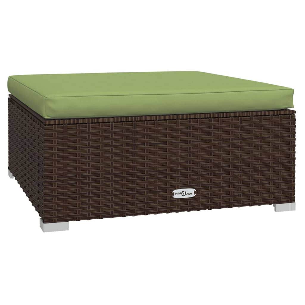 vidaXL 4 Piece Patio Lounge Set with Cushions Brown Poly Rattan