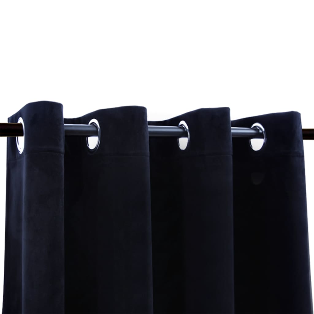 vidaXL Blackout Curtains with Rings 2 pcs Black 54"x63" Velvet