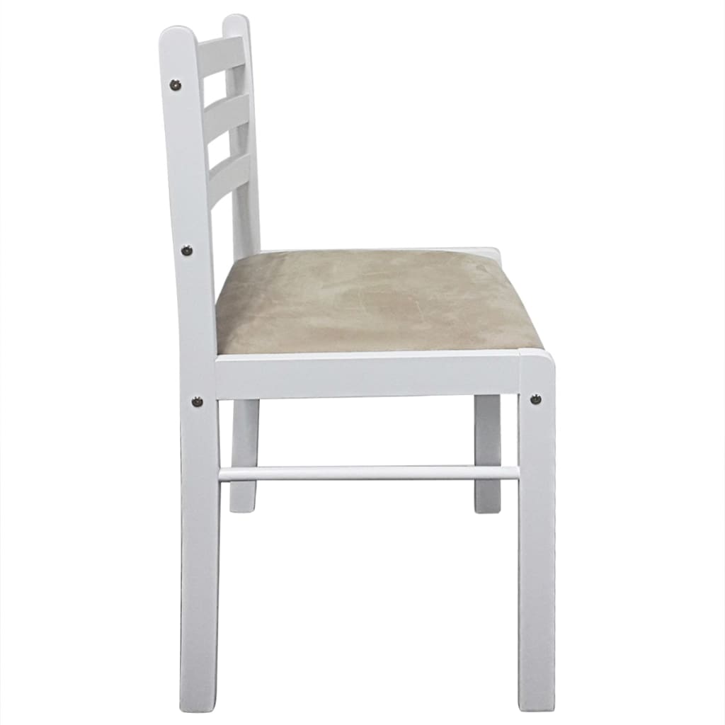 vidaXL Dining Chairs 4 pcs White Solid Rubber Wood and Velvet