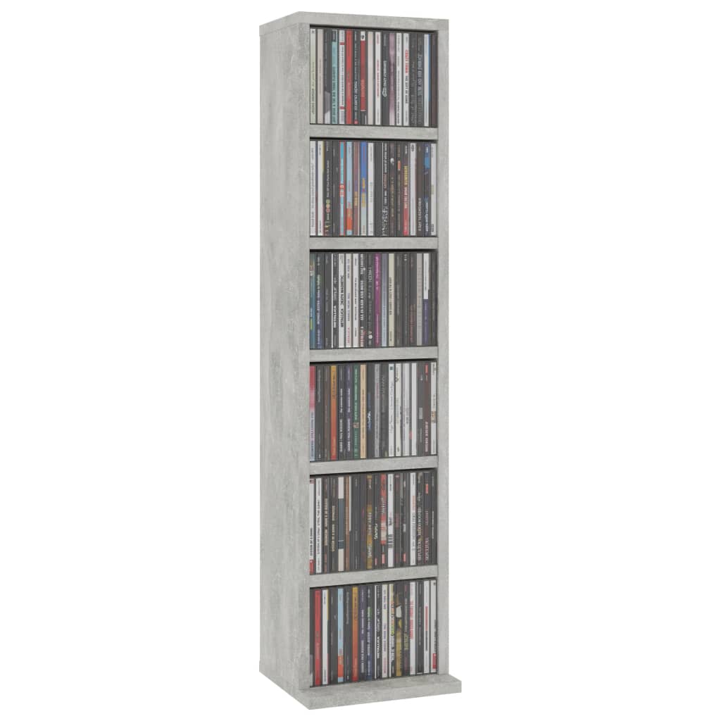 vidaXL CD Cabinet Concrete Gray 8.3"x9"x34.6" Engineered Wood