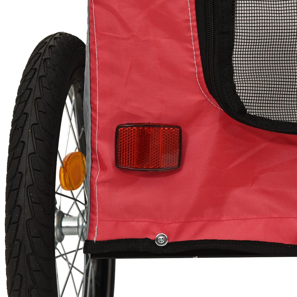 vidaXL Pet Bike Trailer Red and Gray Oxford Fabric&Iron