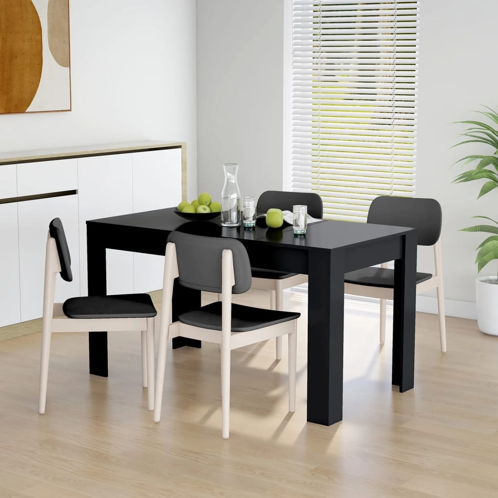 vidaXL Dining Table Black 55.1"x29.3"x29.9" Engineered Wood