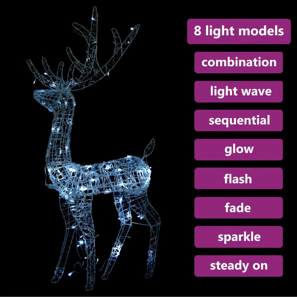 vidaXL Acrylic Reindeer Christmas Decoration 140 LEDs 47.2" Cold White