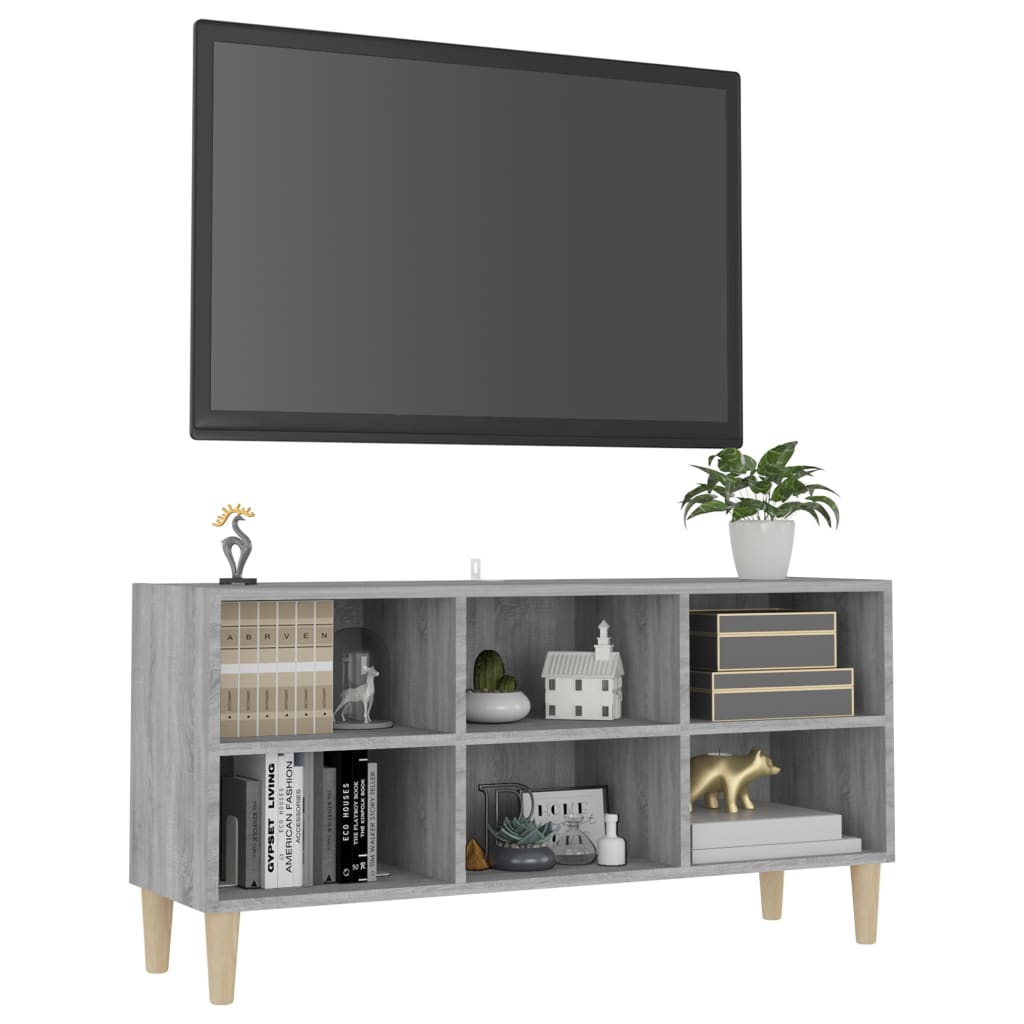 vidaXL TV Cabinet with Solid Wood Legs Gray Sonoma 40.7"x11.8"x19.7"
