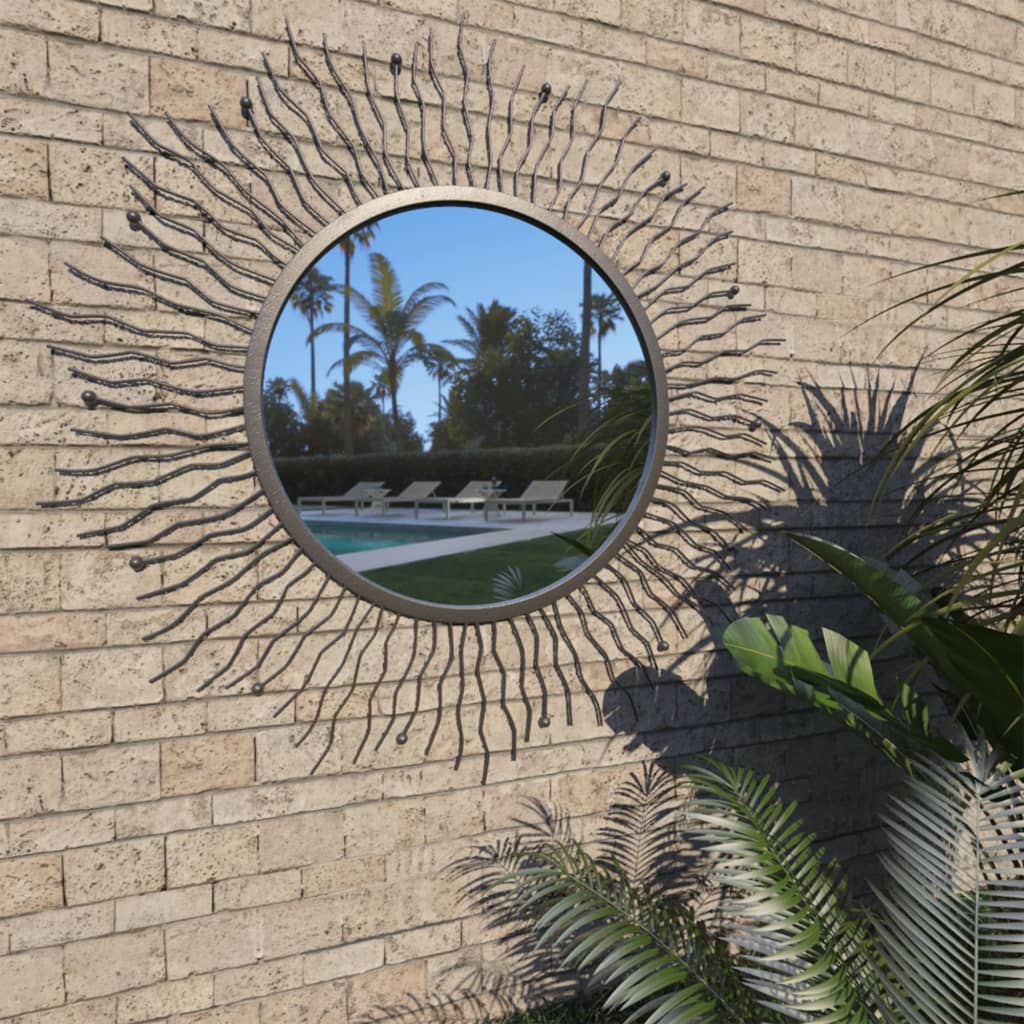 vidaXL Garden Wall Mirror Sunburst 31.4" Black