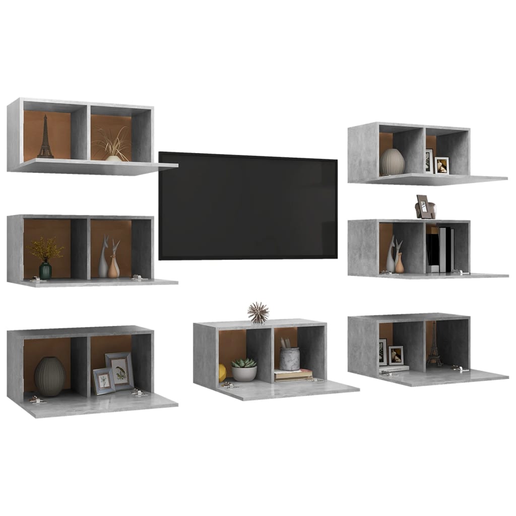 vidaXL TV Stands 7 Pcs Concrete Gray 12"x11.8"x23.6" Engineered Wood