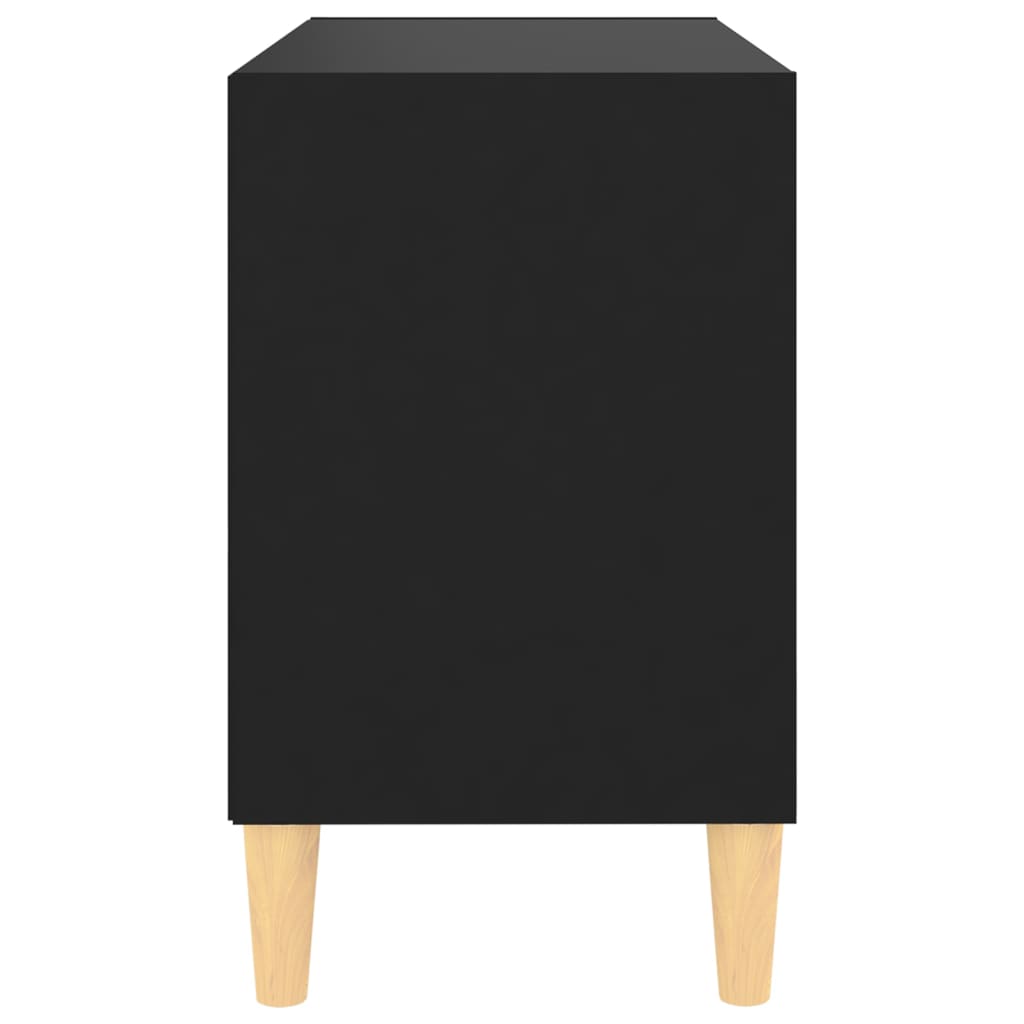 vidaXL TV Stand with Solid Wood Legs Black 27.4"x11.8"x19.7"
