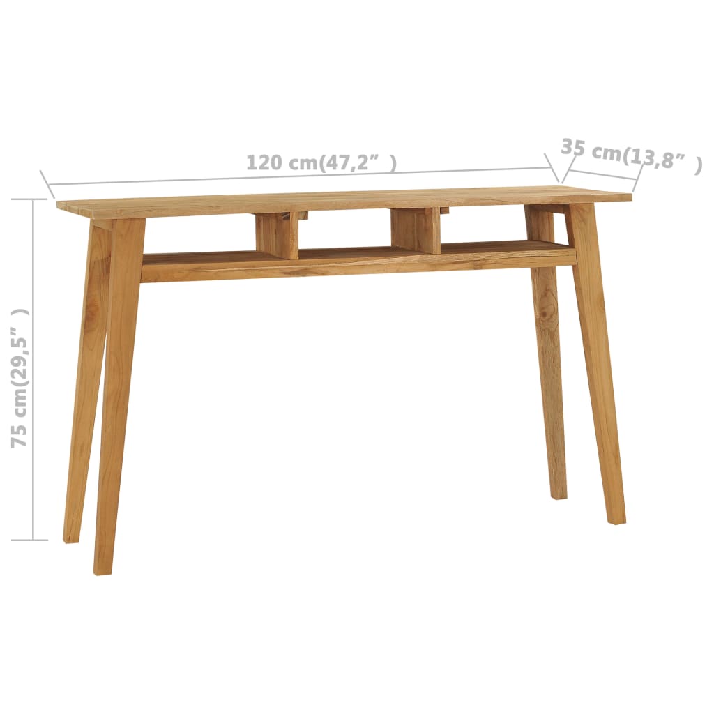 vidaXL Console Table 47.2"x13.8"x29.5" Solid Teak Wood
