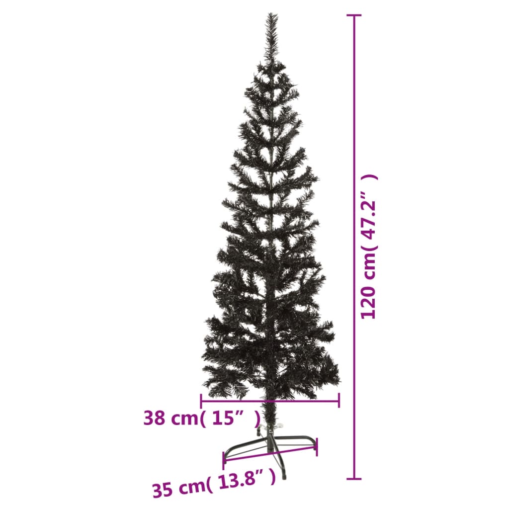 vidaXL Slim Christmas Tree Black 4 ft