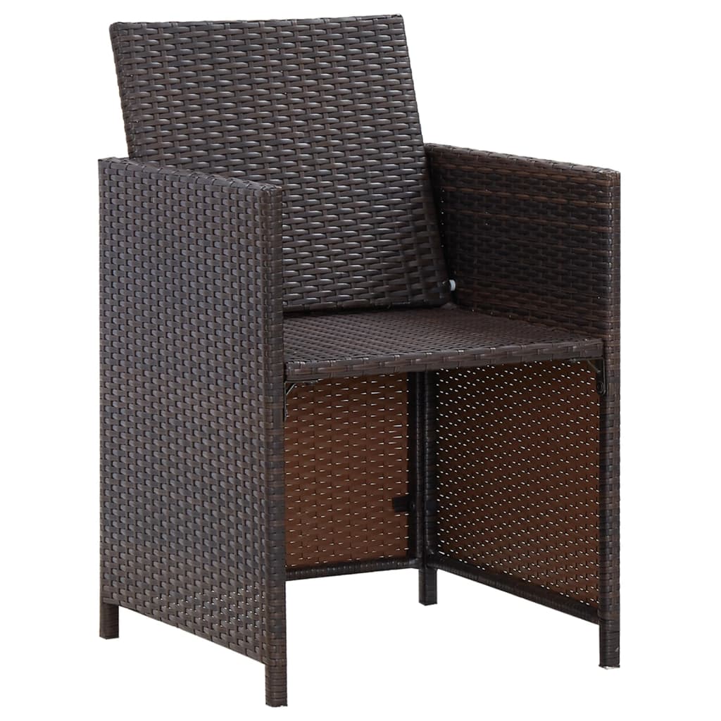 vidaXL 4 Piece Patio Chair and Stool Set Poly Rattan Brown