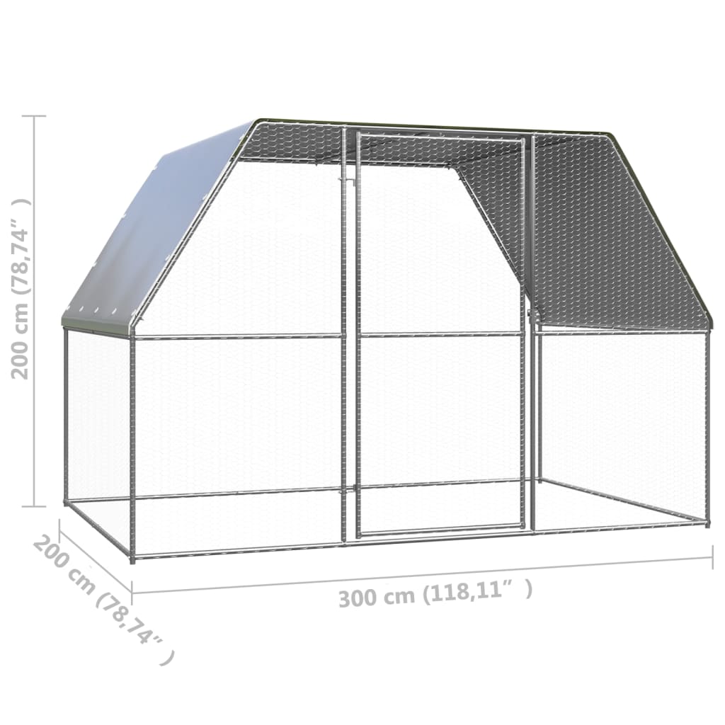 vidaXL Outdoor Chicken Cage 9.8'x6.6'x6.6' Galvanized Steel
