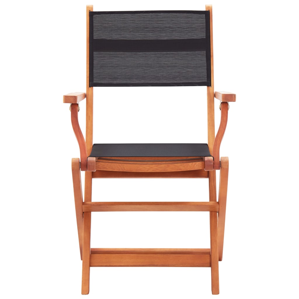 vidaXL Folding Patio Chairs 2 pcs Solid Eucalyptus Wood&Textilene