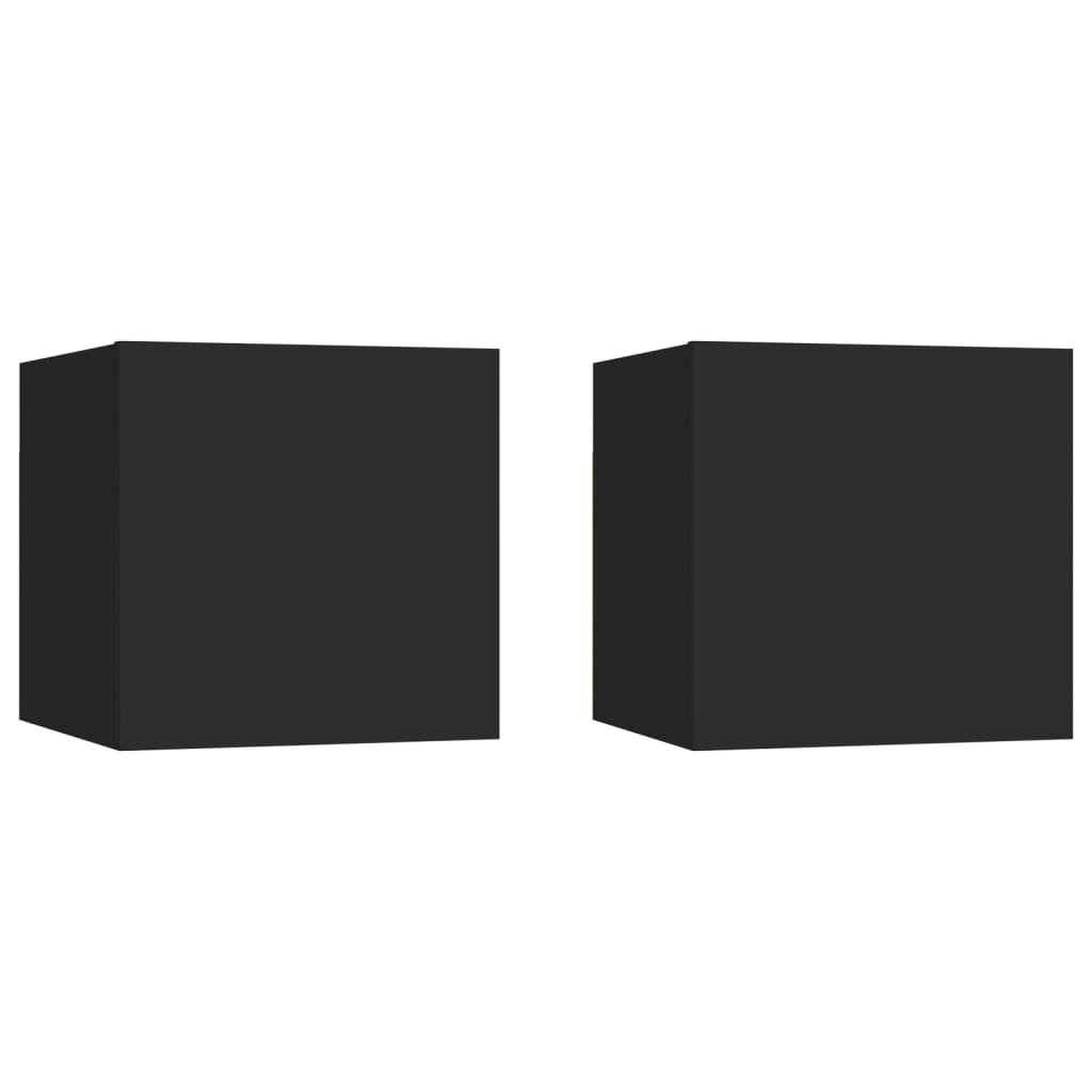 vidaXL Wall Mounted TV Cabinets 2 pcs Black 12"x11.8"x11.8"