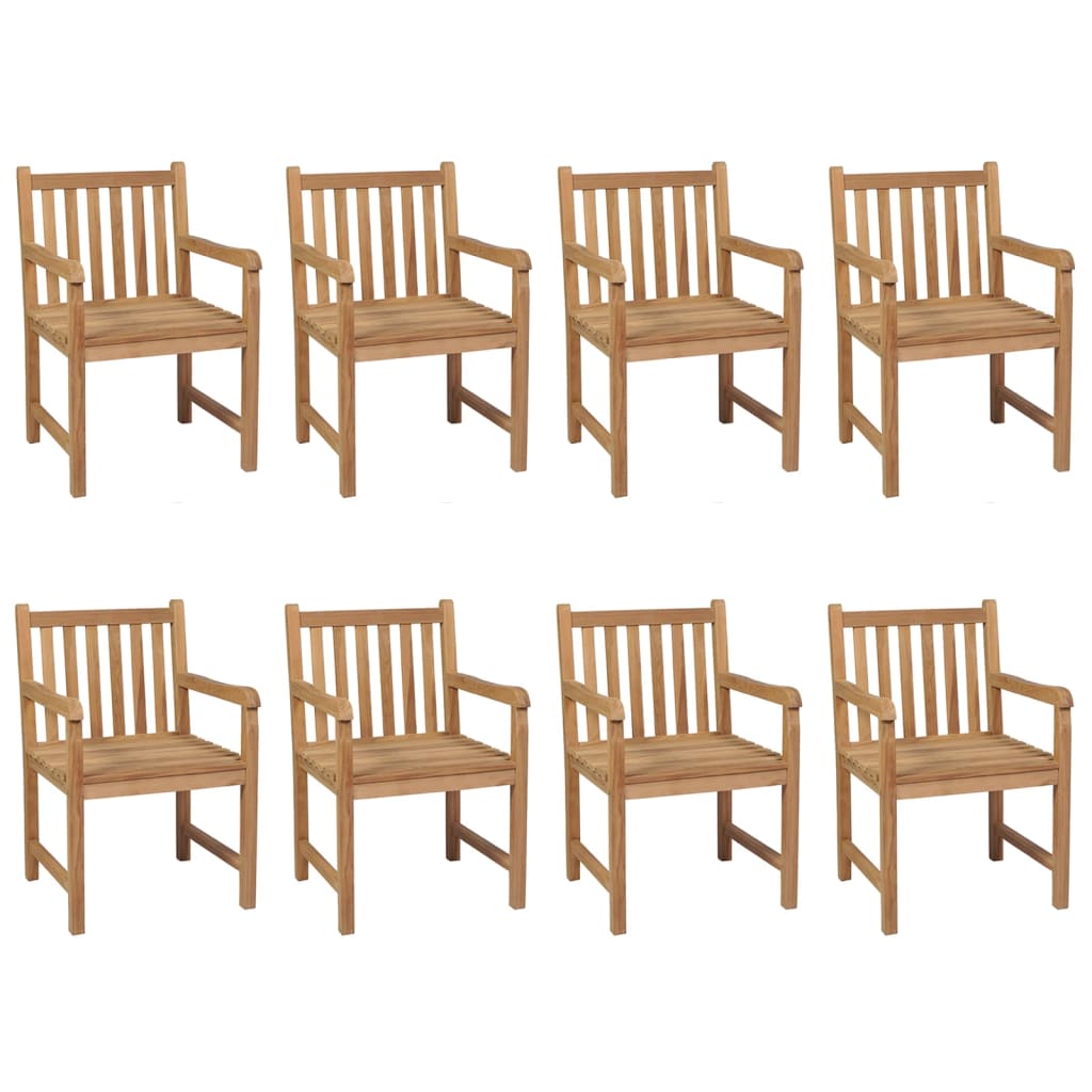 vidaXL Patio Chairs 8 pcs with Wine Red Cushions Solid Teak Wood