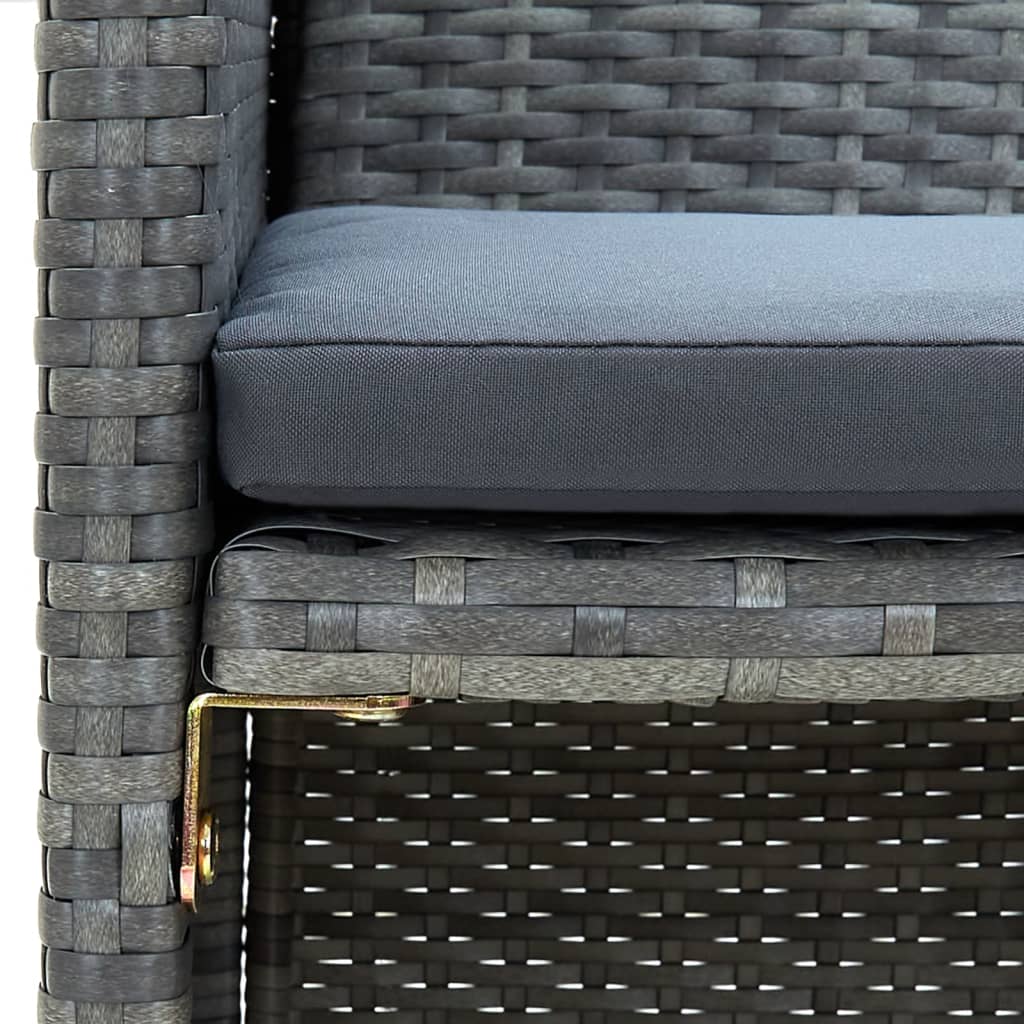 vidaXL 4 Piece Patio Lounge with Cushions Set Poly Rattan Gray