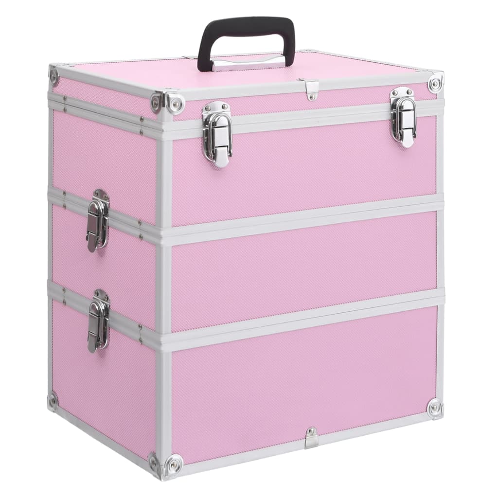 vidaXL Make-up Case 14.6"x9.4"x15.7" Pink Aluminum