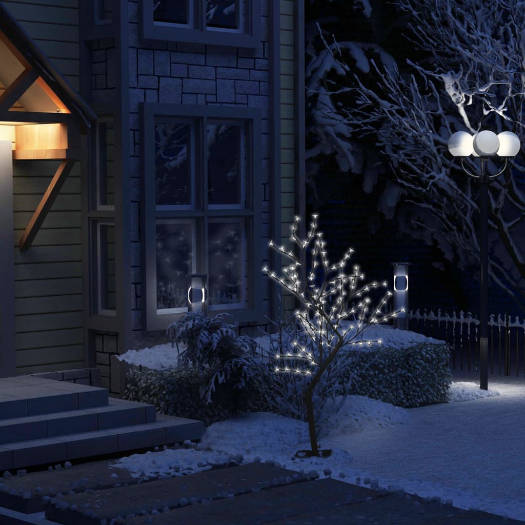 vidaXL Christmas Tree 128 LEDs Cold White Light Cherry Blossom 47.2"